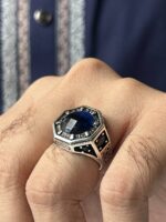 Blue Zircon Stone Silver Ring #018 - Image 2