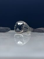 BLACK ZIRCON SILVER RING #023