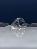 BLACK ZIRCON SILVER RING #023 - Image 3