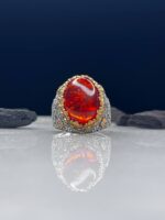 Amber Stone Silver Ring #026 - Image 2