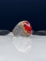 Amber Stone Silver Ring #026 - Image 3