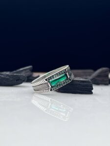 Green Zircon Silver Ring
