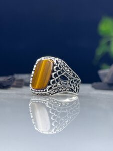 Tiger Eye Stone Silver Ring