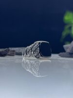 Black Onyx Stone Silver Ring #043