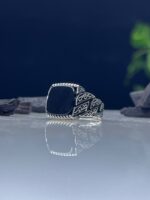 Black Onyx Stone Silver Ring #043 - Image 3