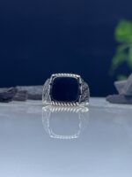 Black Onyx Stone Silver Ring #043 - Image 2