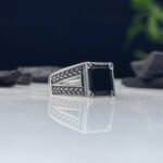 Black Onyx Stone Silver Ring #044