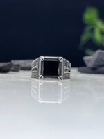 Black Onyx Stone Silver Ring #044 - Image 3