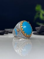 Turquoise Stone Silver Ring #046 - Image 3