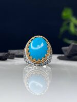 Turquoise Stone Silver Ring #046 - Image 2