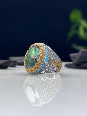 Mystic Topaz Stone Silver Ring