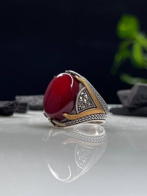 Aqeeq Stone Silver Ring