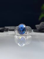 Blue Zircon Silver Ring #052 - Image 2