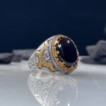 Black Aqeeq Stone Silver Ring #054