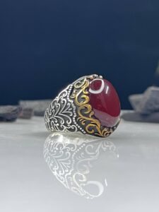 Aqeeq Stone Silver Ring