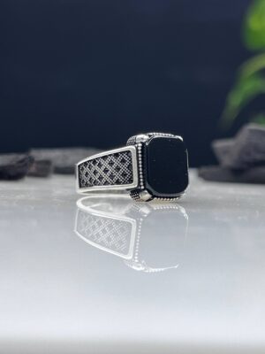 Black Onyx Stone Silver Ring