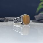 Aqeeq Stone Silver Ring #062