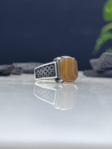 Aqeeq Stone Silver Ring