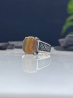 Aqeeq Stone Silver Ring #062 - Image 2