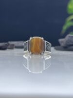 Aqeeq Stone Silver Ring #062 - Image 3