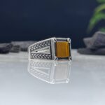 Tiger Eye Stone Silver Ring #064