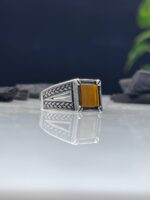 Tiger Eye Stone Silver Ring #064