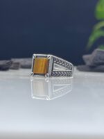 Tiger Eye Stone Silver Ring #064 - Image 3