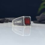 Aqeeq Stone Silver Ring #065