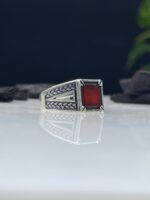 Aqeeq Stone Silver Ring #065