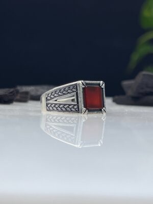 Aqeeq Stone Silver Ring