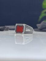 Aqeeq Stone Silver Ring #065 - Image 3