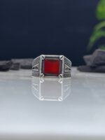 Aqeeq Stone Silver Ring #065 - Image 2