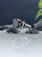 Black Zircon Stone Silver Ring #066