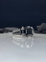 Black Zircon Stone Silver Ring #066 - Image 2
