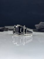 Black Zircon Stone Silver Ring #066 - Image 4