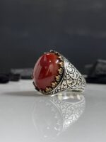 Aqeeq Stone Silver Ring #067 - Image 3