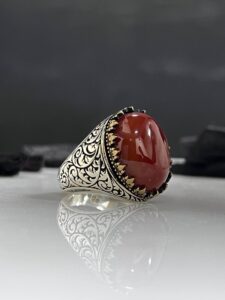 Aqeeq Stone Silver Ring