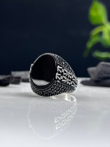 Black Onyx Stone Silver Ring