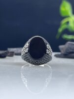 Black Onyx Stone Silver Ring #068 - Image 3