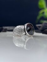 Black Zircon Stone Silver Ring #070 - Image 3