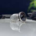 Black Zircon Stone Silver Ring #070