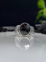 Black Zircon Stone Silver Ring #070 - Image 2