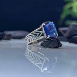 Blue Zircon Stone Silver Ring #071