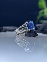 Blue Zircon Stone Silver Ring #071