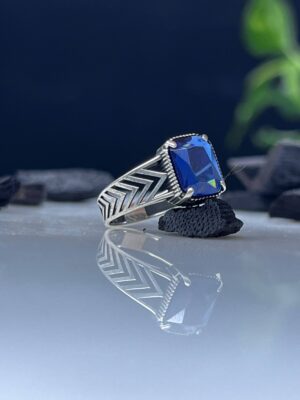 Blue Zircon Stone Silver Ring