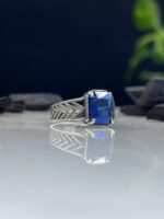 Blue Zircon Stone Silver Ring #071 - Image 4