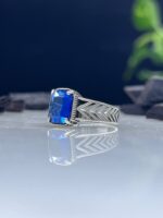 Blue Zircon Stone Silver Ring #071 - Image 3