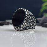 Black Onyx Stone Silver Ring #073