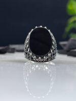 Black Onyx Stone Silver Ring #073 - Image 3
