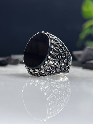 Black Onyx Stone Silver Ring